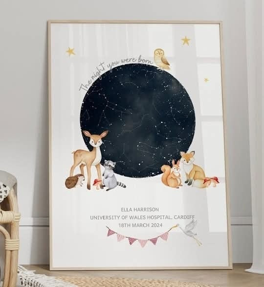New Baby Personalised Night Sky Print